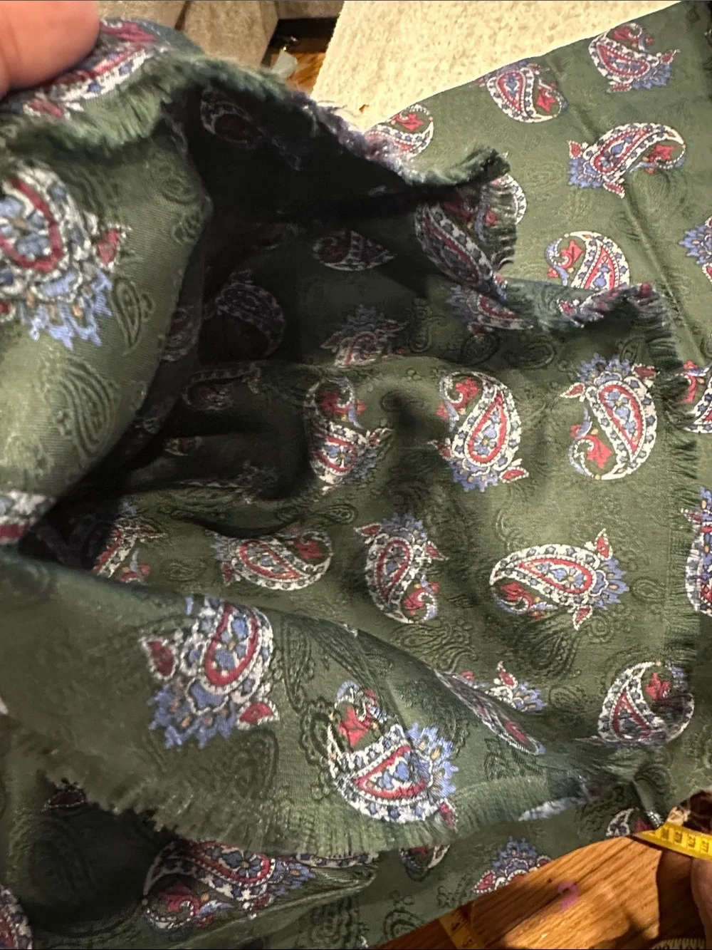 100% silk Paisley Print Silk Scarf in Forest Green